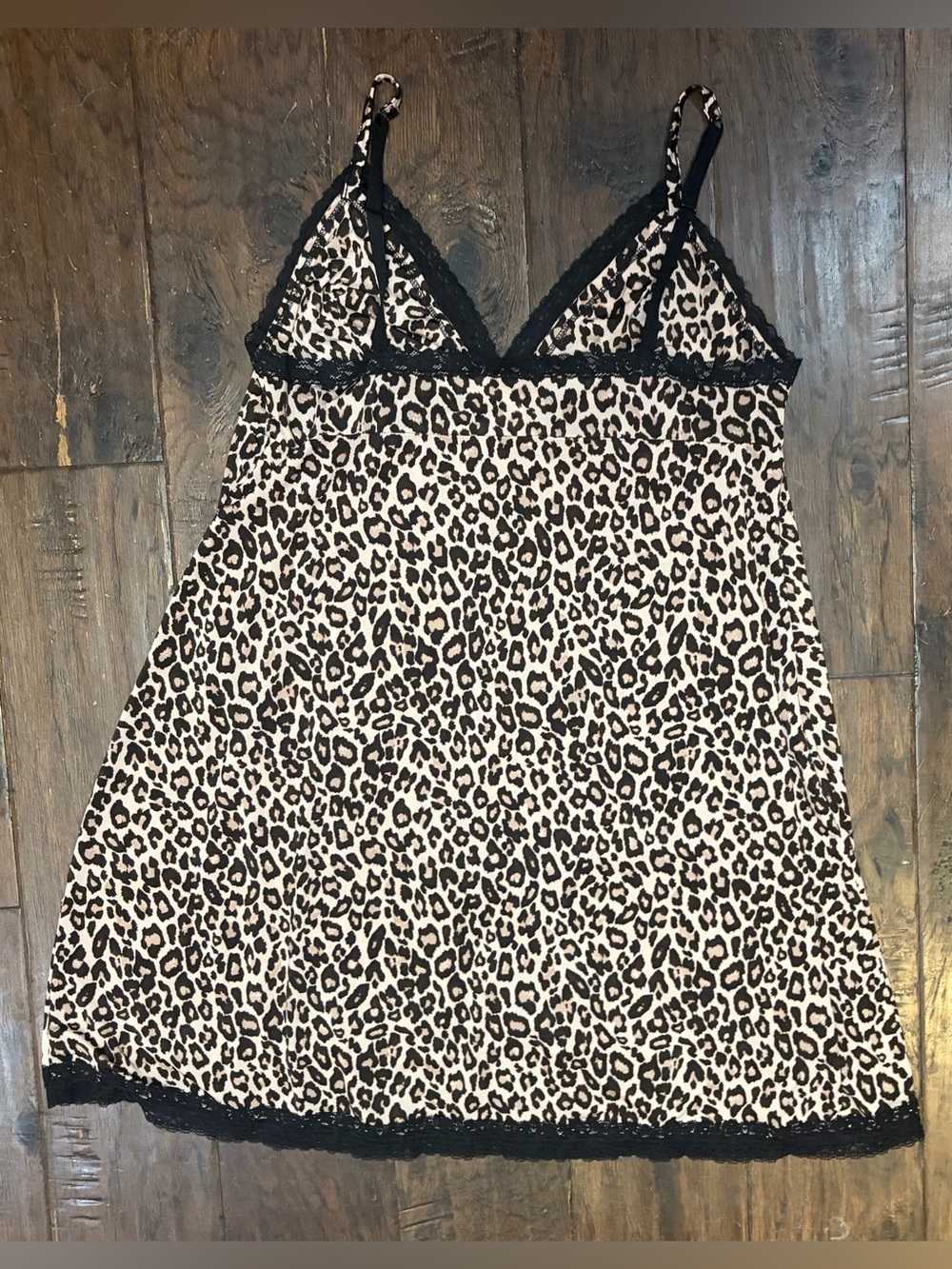 La Senza Leopard Print Lace Babydoll Chemise L Black Bow Y2K Lingerie - Picture 5 of 8